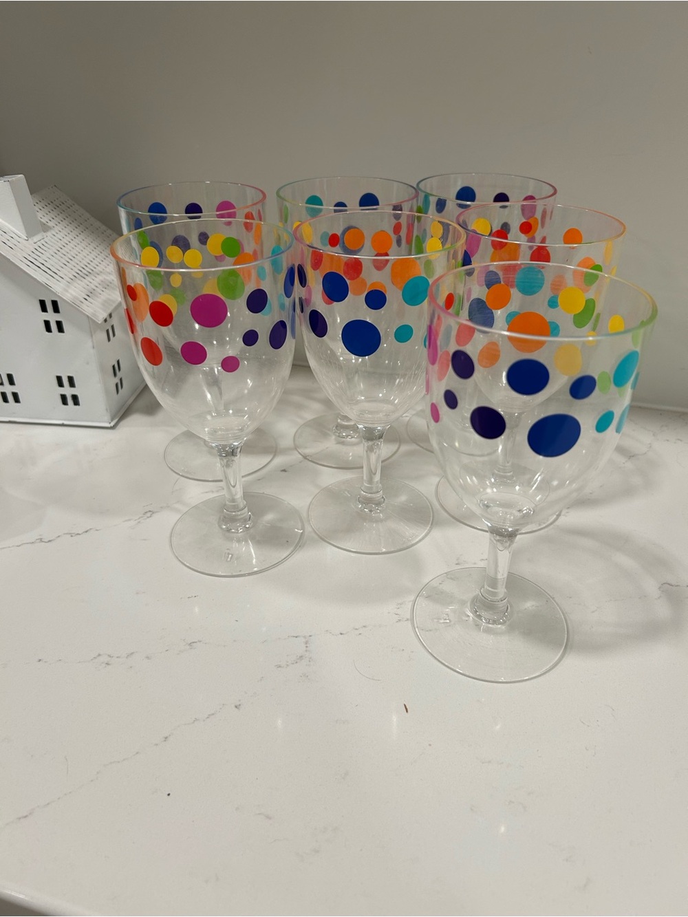 Multicolor Polka Dot Acrylic Wine Glasses - Set of 7